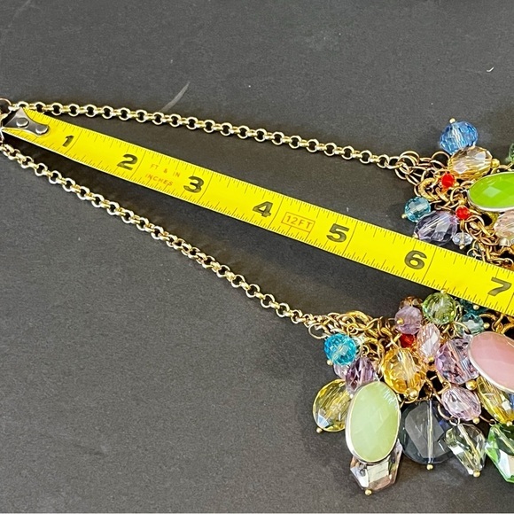 Chunky Colorful Faceted Lucite Dangle Necklace Spring Boho Playful Jewel SHORT - Picture 7 of 8